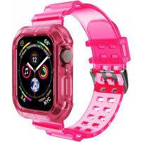 Izdržljiva torbica s prozirnim remenom za Apple Watch 41mm / 40mm / 38mm - neonska ružičasta