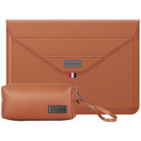 Navlaka s postoljem i torbicom za opremu za iPad do 13" / MacBook do 14" - smeđa