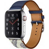 Remen od PU kože s karabinom za Apple Watch Ultra 49mm / 46mm / 45mm / 44mm / 42mm - tamno plavi