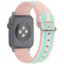Silikonski remen s prugama za Apple Watch Ultra 49mm / 46mm / 45mm / 44mm / 42mm - ružičasto-tirkizna