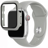 Silikonski remen sa futrolom sa kaljenim staklom za Apple Watch 38mm - sivi
