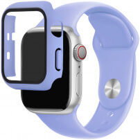 Silikonski remen sa futrolom sa kaljenim staklom za Apple Watch 38mm - ljubičasti