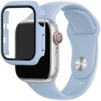 Silikonski remen sa futrolom sa kaljenim staklom za Apple Watch 42mm - svijetloplav