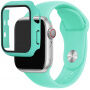 Silikonski remen sa futrolom sa kaljenim staklom za Apple Watch 42mm - tirkizni