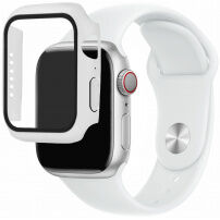 Silikonski remen sa futrolom sa kaljenim staklom za Apple Watch 41mm / 40mm - bijeli