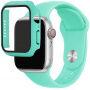 Silikonski remen sa futrolom sa kaljenim staklom za Apple Watch 41mm / 40mm - tirkizni