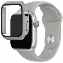 Silikonski remen sa futrolom sa kaljenim staklom za Apple Watch 41mm / 40mm - sivi