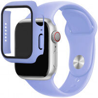 Silikonski remen sa futrolom sa kaljenim staklom za Apple Watch 45mm / 44mm - ljubičasti