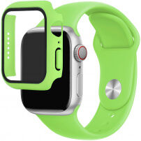 Silikonski remen sa futrolom sa kaljenim staklom za Apple Watch 45mm / 44mm - zeleni