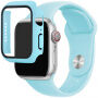 Silikonski remen sa futrolom sa kaljenim staklom za Apple Watch 45mm / 44mm - svijetloplav