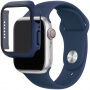 Silikonski remen sa futrolom sa kaljenim staklom za Apple Watch 45mm / 44mm - tamno plavi