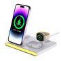 4u1 magnetna bežična stanica za punjenje s pozadinskim osvjetljenjem za iPhone / Apple Watch / AirPods - bijela