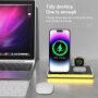 4u1 magnetna bežična stanica za punjenje s pozadinskim osvjetljenjem za iPhone / Apple Watch / AirPods - bijela