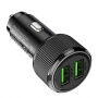 Hoco NZ14 Guerrero 36W autopunjač s dva USB-A priključka - crna