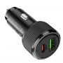 Hoco NZ14A Guerrero PD 20W / QC autopunjač s dva USB-A / USB-C priključka - crna