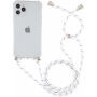 Prozirna maska s uzicom za iPhone 12 / 12 Pro - bijelo-crna