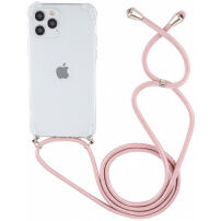 Prozirna maska s uzicom za iPhone 11 Pro Max - ružičasto-zlatna
