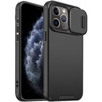 Mat maska s kliznim poklopcem za kameru za iPhone 11 Pro - crna