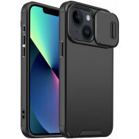 Mat maska s kliznim poklopcem za kameru za iPhone 13 / 14 - crna