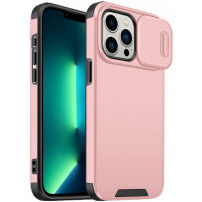 Mat maska s kliznim poklopcem za kameru za iPhone 13 Pro - ružičasta