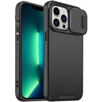 Mat maska s kliznim poklopcem za kameru za iPhone 13 Pro Max - crna