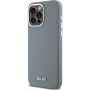 DKNY Silver Metal Logo silikonska maska s MagSafe za iPhone 15 Pro Max - siva