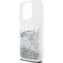 DKNY Liquid Glitter Arch Logo maska za iPhone 14 Pro Max - srebrna