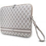 DKNY Checkered Pattern and Stripe torba za iPad do 13" / MacBook do 14" - bež