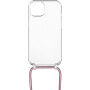 FIXED Pure Neck prozirna maska s uzicom za iPhone 14 - ružičasta