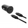 FIXED set autopunjača PD 20 W USB-C s USB-C / USB-C kabelom - 1 m - crna
