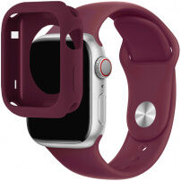 Silikonski remen sa silikonskim kućištem za Apple Watch 45 mm / 44 mm - boja vina