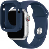 Silikonski remen sa silikonskim kućištem za Apple Watch 45 mm / 44 mm - tamno plava