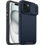 Mat maska s kliznim poklopcem za kameru za iPhone 15 - tamno plava