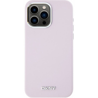 DKNY Silver Metal Logo silikonska maska s MagSafe za iPhone 15 Pro Max - ružičasta