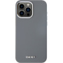 DKNY Silver Metal Logo silikonska maska s MagSafe za iPhone 15 Pro Max - siva
