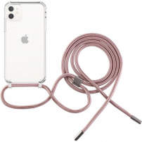 FIXED Pure Neck prozirna maska s uzicom za iPhone 11 - ružičasta