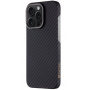 Tactical Aramid maska s uzorkom karbonskih vlakana i MagSafe za iPhone 15 Pro - tamno siva