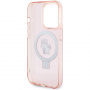 Karl Lagerfeld Ringstand Karl and Choupette Flip Cover i MagSafe za iPhone 15 Pro - Pink