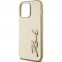 Karl Lagerfeld Wrinkled Signature Logo metalik maska za iPhone 14 Pro Max - zlatna