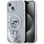 Karl Lagerfeld Liquid Glitter Karl and Choupette Heads Cover s MagSafe za iPhone 15 - srebrna