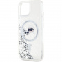 Karl Lagerfeld Liquid Glitter Karl and Choupette Heads Cover s MagSafe za iPhone 15 - srebrna