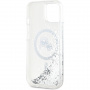 Karl Lagerfeld Liquid Glitter Karl and Choupette Heads Cover s MagSafe za iPhone 15 - srebrna