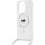 Karl Lagerfeld IML Karl maska za glavu s uzicom i MagSafe za iPhone 15 Pro Max - prozirna