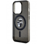 Karl Lagerfeld IML Glitter Karl and Choupette Glitter Cover with MagSafe za iPhone 15 Pro Max - crna