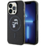 Karl Lagerfeld IML Glitter Karl and Choupette Glitter Cover with MagSafe za iPhone 15 Pro Max - crna