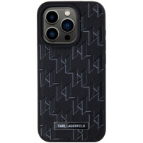 Karl Lagerfeld Monogram metalna maska s logotipom MagSafe za iPhone 15 Pro Max - crna