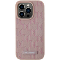 Karl Lagerfeld Monogram metalna maska s logotipom MagSafe za iPhone 15 Pro Max - roza