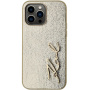 Karl Lagerfeld Wrinkled Signature Logo metalik maska za iPhone 14 Pro Max - zlatna