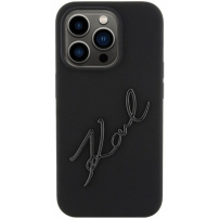 Karl Lagerfeld Silikonska maska Karl Script Logo za iPhone 15 Pro - crna