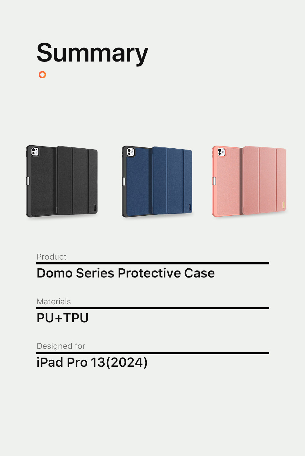 DUX DUCIS Domo futrola s prostorom za Apple Pencil i funkcijom spavanja za iPad Pro 13